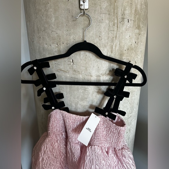 Bow Strap Babydoll Mini Dress / Pink / XS / Dream Sister Jane / Black bow straps - Picture 10 of 13